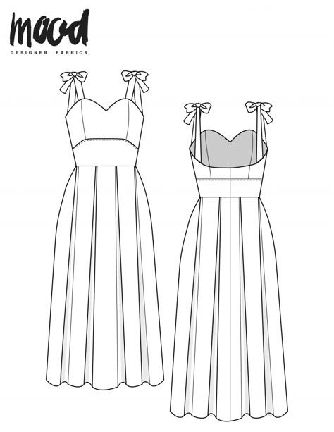 The Oleander Dress - Free Sewing Pattern - Mood Sewciety Free Serger Sewing Projects, Mood Fabrics Dress, Diy Chiffon Dress, Mood Sewciety Free Patterns Dress, Vintage Dress Sewing Pattern, Dress Sewing Designs, Fashion Sewing Pattern Free Dress, Mood Fabrics Free Pattern Dress, Easy Top Patterns To Sew Free