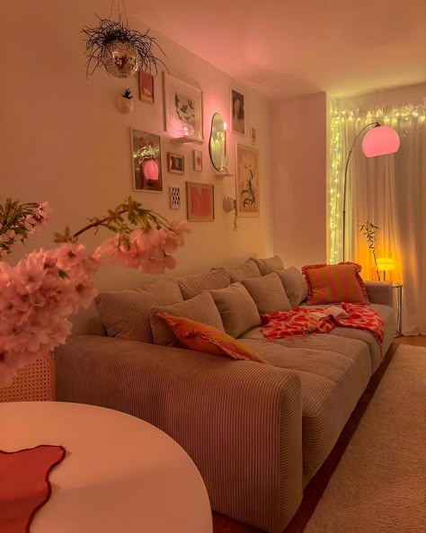 Girly Living Room, College Apartment Living Room, Cute Living Room, College Apartment Decor, Dorm Living, Pink Living Room, Dream Apartment Decor, Future Apartment Decor, Apartment Decor Inspiration