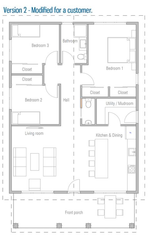 house design house-plan-ch671 23 Apartment House Plans, Granny Flat Plans, Flat Roof House Designs, Single Storey House Plans, Tropical House Design, Flat Roof House, Bungalow Floor Plans, Shed House, House Floor Design