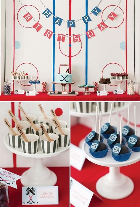 Hockey Party Activities, 1st Birthday Hockey Theme, Hockey Themed Birthday Party, Hockey Party Ideas, Hockey Birthday Party, Hockey Birthday Parties, Hockey Tape, Hockey Party, Hockey Birthday