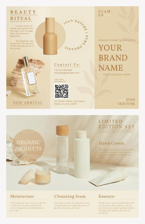 Skincare Layout Design, Minimal Vintage Graphic Design, Liflet Design, Skincare Brochure Design, Beauty Brochure Design, Brochure Product Design, Brochure Design Layout Templates, Skincare Graphic Design, Skincare Layout