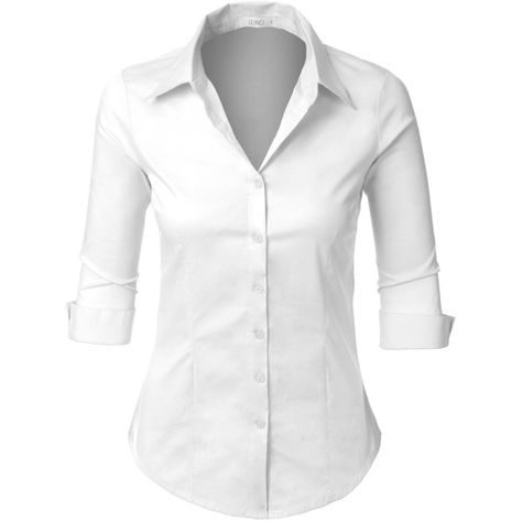 LE3NO Womens Roll Up 3/4 Sleeve Button Down Shirt with Stretch (11 PAB) ❤ liked on Polyvore featuring tops, shirts, blouses, white, white top, 3/4 sleeve button down shirt, three quarter sleeve shirts, 3/4 length sleeve tops and stretch shirt Casual Blouse Women, Three Quarter Sleeve Shirt, Three Quarter Sleeve Tops, Casual Shirt Women, Women's Button Down Shirt, White Button Down Shirt, The Boss, Shirts Blouses, White Shirts