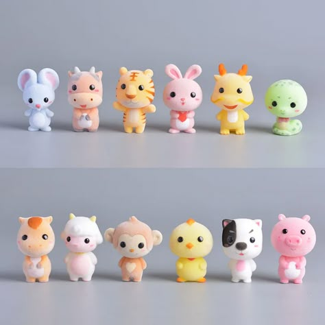 Kawaii Figurine, Chat Kawaii, Mini Animals, Polymer Clay Kawaii, Hobbies For Kids, Kawaii Toys, Tanah Liat, Clay Diy Projects, Doll Cute