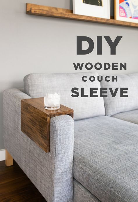 Diy Couch Tray, Diy Wooden Couch, Shelf Behind Couch, Couch Table Diy, Lake Porch, Diy Butcher Block Countertops, Diy Couch Cover, Diy Butcher Block, Couch Arm Table