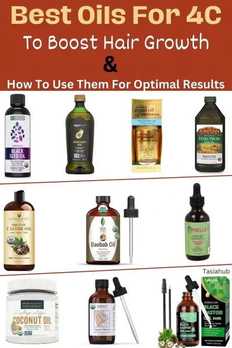 Discover the ultimate guide to the best oils for 4C hair! Explore nourishing and revitalizing oils that promote growth, moisture, and overall hair health. Elevate Best Oil For 4c Natural Hair, Hair Oil For 4c Hair, Oil For 4c Hair Growth, Best Oils For Natural Black Hair, Hair Growth Tips For Women, Oils For 4c Hair Growth, Hair Growth Oils For Black Hair, How To Grow 4c Hair, Black Hair Growth Products