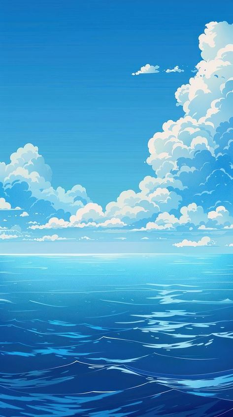 Sea Illustration Wallpaper, Sea Wallpaper Iphone, Background Sea, Pixel Art Landscape, Wallpaper Background Design, Sea Wallpaper, Wallpaper Iphone Wallpaper, Blue Sky Background, Ocean Wallpaper