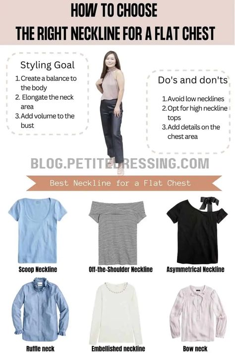 How to Choose the Right Neckline for a Flat Chest Flat Chested Outfits, Flat Chested Fashion, Flat Chested, Different Necklines, Low Neckline, Neckline Designs, Feminine Aesthetic, Going Out Outfits, Flat Chest