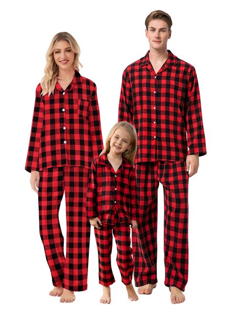 Christmas Pajamas for Family Matching Pjs Set Button Down Sleepwear Long Sleeve Flannel Nightwear Matching Family Christmas Pjs, Family Matching Pjs, Christmas Pjs Family, Holiday Pjs, Matching Family Christmas Pajamas, Matching Christmas Pajamas, Plaid Sleeve, Christmas Pajama Set, Christmas Pjs