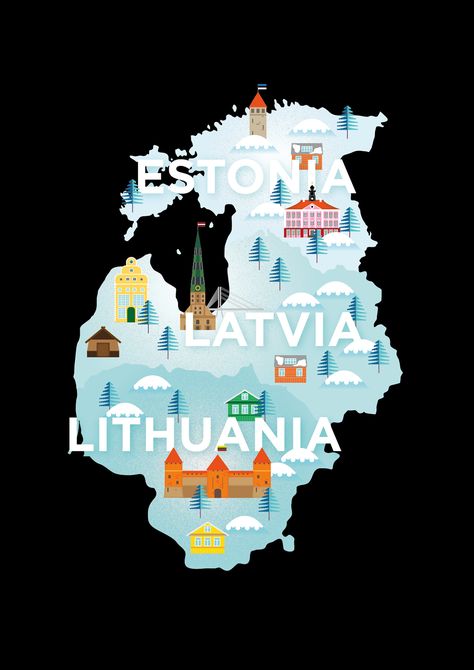 Country Illustration, Funny Maps, Illustration Map, Maps Of The World, Baltic Countries, Called To Serve, Hawaii Wall Art, Where To Next, Baltic States