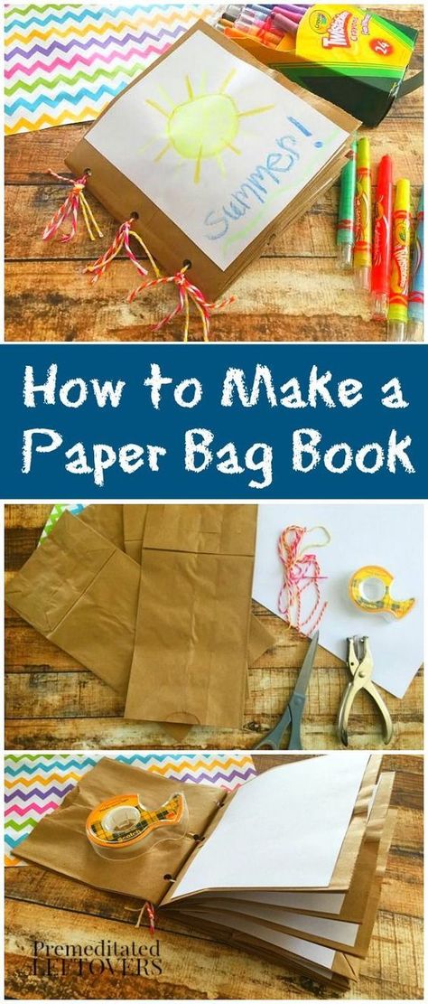 How to Make a Paper Bag Book for Kids - Here is an easy tutorial to make a paper bag book using brown lunch bags and other household supplies. Make A Paper Bag, Paper Bag Book, Cheesecake Jars, Paper Bag Books, Recipe Thanksgiving, How To Make A Paper Bag, Bake Pumpkin, Gingersnap Crust, Paper Bag Crafts