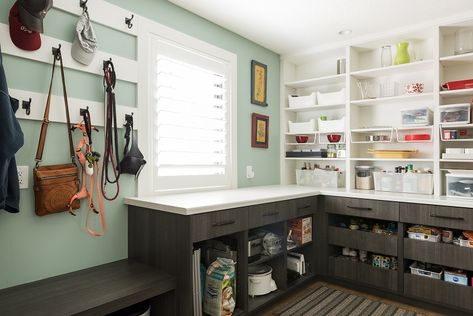 Debbie's Mudroom Pantry Combo | Renovation Design Group Mudroom And Pantry Combo, Pantry And Mudroom Combo, Mud Room Pantry Combo, Pantry Mudroom Combo, Mud Room And Pantry Combo, Mudroom Pantry Combo, Short Shelves, Pantry Laundry Room Combo, Mudroom Pantry