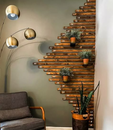 DIY Slat Wall for $25! - The Shady Gal Diy Slat Wall, Minwax Provincial, Slate Wall, Chop Saw, Wood Slat Wall, Wall Feature, Diy Accent Wall, Pine Boards, Wood Accent Wall