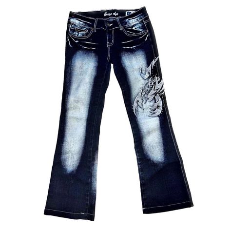 y2k jeans early 00s paris hilton britney spears christina Aguilera rhinestone jeans bootcut low waist lowrise jeans with patchwork deadstock Crazy Age Jeans, Rhinestone Jeans, Y2k Jeans, Outfits Y2k, Low Rise Jeans, Washed Jeans, Christina Aguilera, Y2k Fashion, Bootcut Jeans