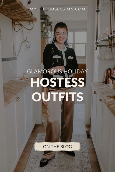 I have some fabulous hostess outfit ideas that will make you feel glamorous yet comfortable for your next holiday party. And even if this year you find yourself attending instead of hosting, you can still feel ready to shine in these stylish and festive looks. Hosting Dinner Outfit, Christmas Party Host Outfit, Hosting Outfits At Home, Dinner Host Outfit, Christmas Hostess Outfit, Party Host Outfit, Housewarming Party Outfit, Hostess Outfit Restaurant Classy, Restaurant Hostess Outfit