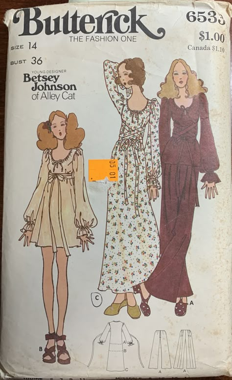 Betsey Johnson for Alley Cat 1970s Sewing Patterns, Look Retro, Vintage Dress Patterns, Alley Cat, Butterick Pattern, Butterick Sewing Pattern, Cat Dresses, Fashion Sewing Pattern, Dress Tunic