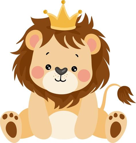 Lion Sitting, Prince Cartoon, Pooh Bebe, Lion With Crown, Lion Png, Lion Cartoon, Lion Clipart, Cute Crown, Lion Vector