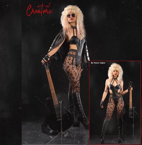 Creature by @vasco.inglez #glammetal #glammetalgirl #glammetal80s #80srad #80s #80sfashion #80smusic #80svixen #80srock #80sstyle… | Instagram Glam Rock Photoshoot, 80s Groupie Aesthetic, 80s Glam Rock Aesthetic, 80s Metal Aesthetic, 80s Rockstar Hair, 80s Rockstar Outfit, 80s Glam Fashion, 80s Glam Rock Fashion, 80s Rocker Chick Outfit