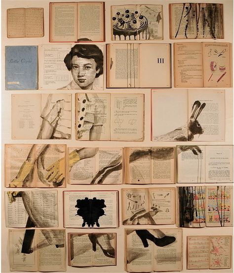 13 Beautiful Collages Made From Old Books The Russia and Italy based artist Ekaterina Panikanova uses books to create stunning abstract c... Kunst Collages, 심플한 그림, Beautiful Collage, Old Book Pages, Collage Making, Russian Artists, Old Book, A Collage, Old Books