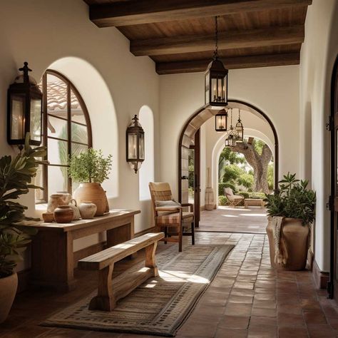 Mediterranean Home Interior, Mediterranean Interior Design, Hacienda Style Homes, Spanish Modern, Mediterranean Interior, Mediterranean Style Homes, Spanish Style Home, Casas Coloniales, Spanish Style Homes