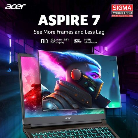 Ascend to greatness with the Aspire 7! Powered by #NVIDIA® GeForce® #RTX™ 3050, 16GB RAM, 512GB SSD, and a 15.6" FHD 144Hz display. You’ll crush every challenge and dominate the high-score tables. ACER EXCLUSIVE STORE Patrakar Puram | +91- 9335349714 #Acer #AcerAspire #Gaming #SigmaITSuperStore Acer Aspire, Ram, Gaming, Frame, Quick Saves