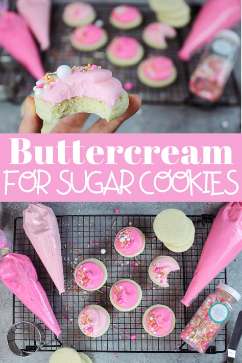 Soft Chewy Sugar Cookies, Sugar Cookie Icing Recipe, Soft Chewy Cookies, Buttercream Cookies, Homemade Buttercream, Cookie Icing Recipe, Homemade Buttercream Frosting, Cookies Cupcake, Homemade Sugar Cookies