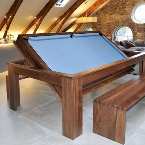 Pool And Dinner Table, Office Pool Table, 3 In 1 Pool Table, Pool Table Dinner Table, Office With Pool Table, How To Make A Pool Table, Pool Table Dining Table Diy, Outdoor Pool Table Ideas Backyards, Convertible Pool Table