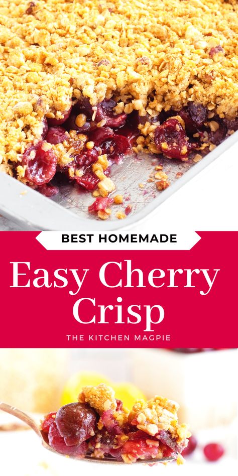 Cherry Crisp Recipe With Fresh Cherries, Cherry Oatmeal Crisp, Cherry Recipes Easy, Easy Cherry Crisp, Fresh Cherry Crisp, Cheesecake Cobbler, Cherries Recipes, Cherry Crisp Recipe, Tart Cherries Recipes