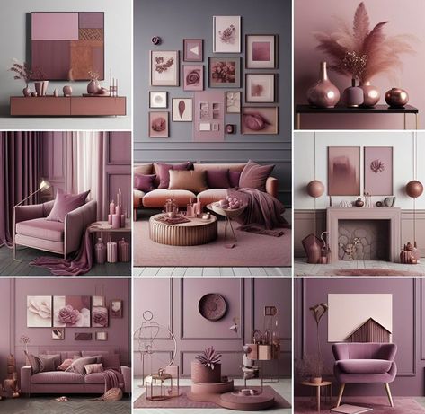 Mauve Color - Color Meanings, All 40 Shades and Much More Mauve Apartment Decor, Gray And Mauve Living Room, Mauve Sofa Living Room Ideas, Mauve Wall Paint, Mauve Interior Design, Mauve Accent Wall Bedroom, Mauve Office Ideas, Mauve Wall Color, Mauve Living Room Ideas