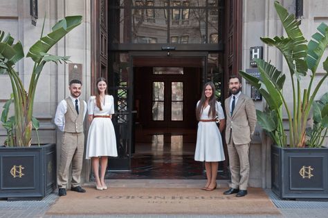 Cotton House Hotel Barcelona, Hotel Uniforms, Barcelona Hotel, Hotel Concierge, Hotel Barcelona, Nail Salon And Spa, Hotel Uniform, Staff Uniforms, Cotton House