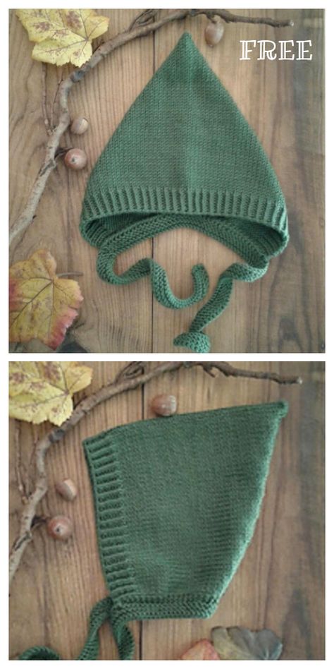 Knit Pixie Hat Free Knitting Pattern - Knitting Pattern Hat Free Knitting Pattern, Baby Hat Knitting Patterns Free, Baby Bonnet Pattern, Baby Hat Knitting Pattern, Bonnet Pattern, Knitted Hats Kids, Knitting Patterns Free Hats, Baby Hat Patterns, Pixie Hat