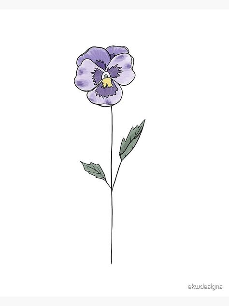 February Flower Tattoo Color, Tattoo Ideas Flower Birth Month February, February Birthday Tattoo Ideas, Easy Violet Drawing, Violets Flowers Drawing, February Flower Drawing, Veronica Flower Tattoo, Violet Flower Drawing Simple, Violet Drawing Flower