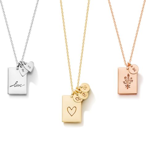 PRICES MAY VARY. TO CUSTOMIZE: Click on the yellow 'Customize Now' button on the right. All necklaces are hand stamped with initials per your requested letters. SIZE: 14K Rose Gold Filled 13x18mm Square + 6mm disk or heart. All the metals we use are lead free, nickel free and hypoallergenic. Safe for sensitive skin. Made in America. All raw materials sourced from USA. All handmade in the USA Personalized Necklace Ideas, Custom Mom Gifts, Mom Personalized Gifts, Necklaces With Initials, Mothers Jewelry, Gifts From Grandkids, Necklace Gift, Laser Engraved Jewelry, Engraved Initial Necklace For Personalized Gift