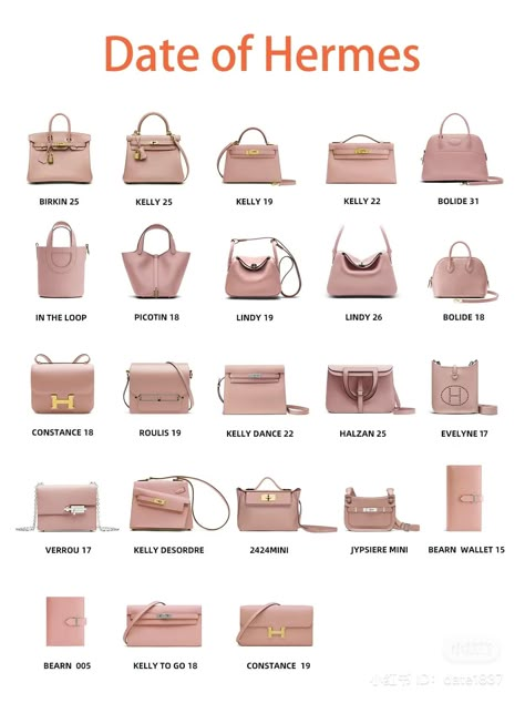 Hermes Bag Names, Hermes Bags Names List, Bag Brand Name Ideas, Best Designer Bag, Bag Size Chart, Types Of Bags, Bag Types, Luxury Bag Brands, Bag Contents