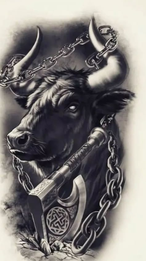 Ox Tattoo, Taurus Bull Tattoos, Bull Skull Tattoos, Bull Tattoo, Taurus Art, Taurus Bull, Bull Tattoos, Taurus Tattoos, Aries Tattoo