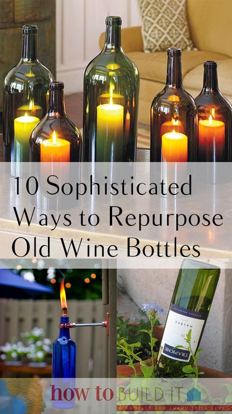 10 Sophisticated Wine Bottle Crafts | How To Build It Reuse Wine Bottles, Repurposed Wine Bottles, Wine Bottle Project, Bottle Projects, Wine Crafts, Wine Bottle Ideas, Old Wine Bottles, Bottle Diy Crafts, Bottles Diy