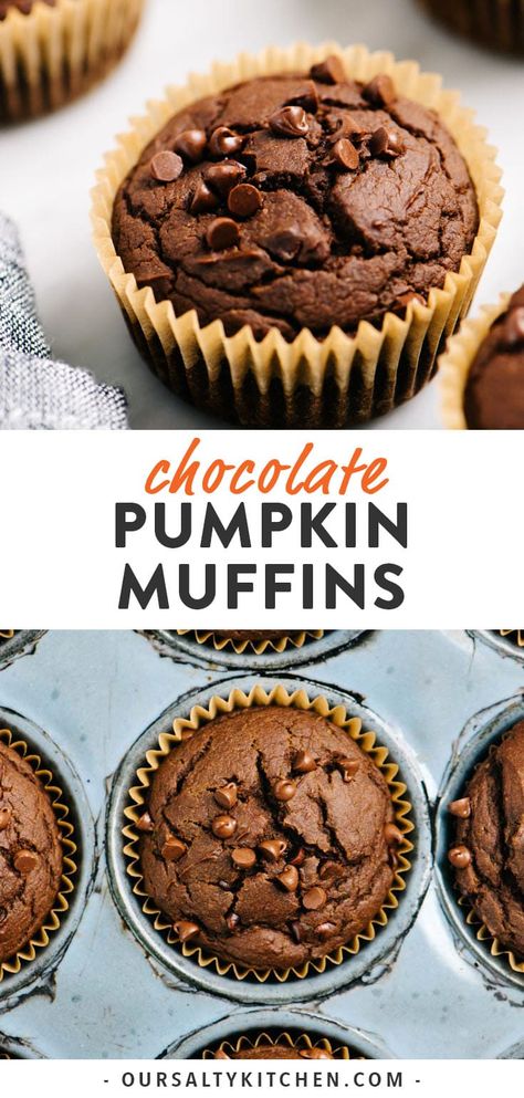 Kid Friendly Muffins, Pumpkin Cake Mix Muffins, Muffins With Greek Yogurt, Kid Muffins, Chocolate Pumpkin Muffins, Muffins Pumpkin, 3 Ingredient Cakes, Cake Mix Muffins, Pumpkin Breakfast