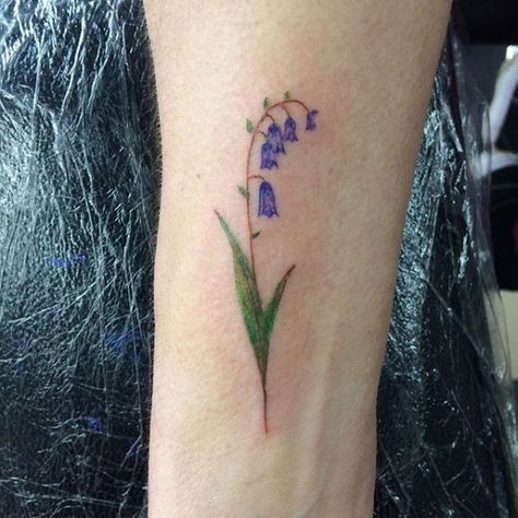 Your A-Z Guide to Flower Tattoo Meanings, Symbolisms, and Birth Flowers Bell Flower Tattoo, Bluebells Flower Tattoo, Bluebell Tattoo, Flower Tattoo Meaning, Belle Tattoo, Tiny Flower Tattoos, Flower Tattoo Meanings, Tattoo Meanings, Blue Bell Flowers