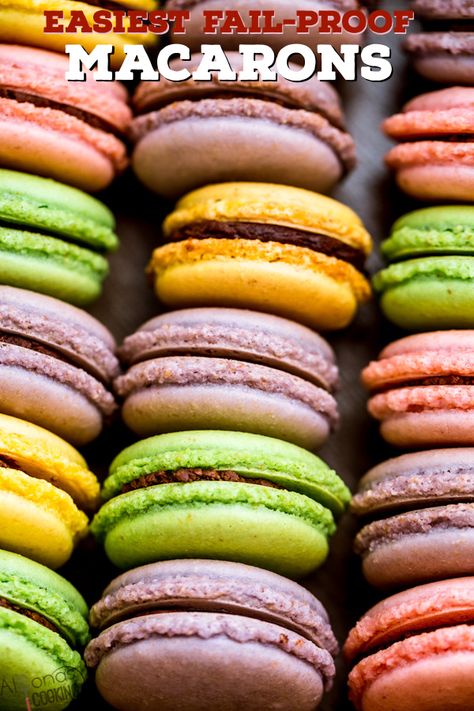 These are the EASIEST fail-proof macarons! See how to make this easy 4-ingredient Macarons recipe with step-by-step photos! Fail Proof Macaron Recipe, Easiest Macaron Recipe, Easy Macaroons Recipe 4 Ingredients, Macaroons Recipe For Beginners, Macaroons Recipe Easy, Easy Macaroons, Easy Macaroons Recipe, How To Make Macaroons, Macarons Recipe Easy