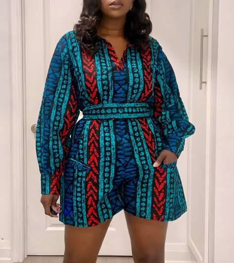 Jumpsuits For Women Short, Ankara Jumpsuits For Women, Ankara Romper, Ankara Shorts, Playsuit Outfit, Short Jumpsuits For Women, African Bohemian, Wrap Playsuit, Playsuits Outfit