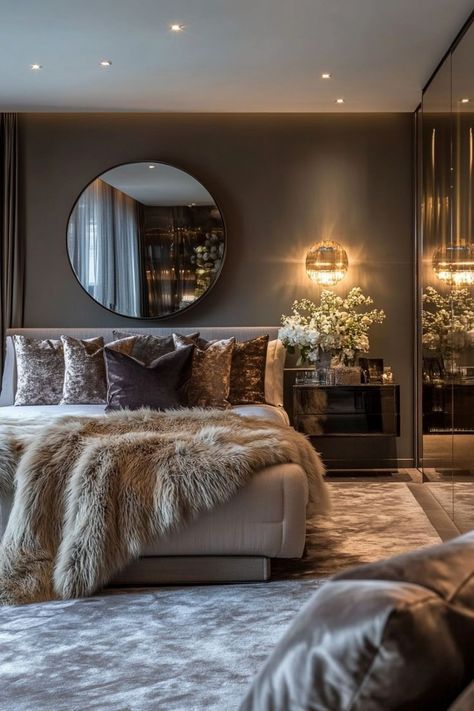 Mountain Bedroom, Glam Bedroom Decor, Flip Ideas, House Flip, Classy Bedroom, Glam Bedroom, Bedroom Decor Cozy, Bedrooms Decor, Luxury Rooms