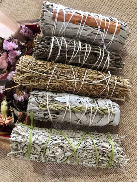 So many Sage Smudge Sticks ~ Here’s what each does! Smudge Sticks Diy, Types Of Sage, Sage Smudge Sticks, Sage Wands, Moth Repellent, Healing Room, Sage Smudge, White Sage Smudge, Lavender Sage