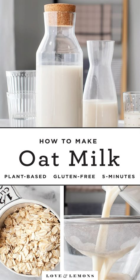 Recipes With Oat Milk, Make Oat Milk, Oat Milk Recipe, How To Make Oats, Pudding Chia, Dairy Recipes, Tofu Scramble, Vegan Milk, Special Diet