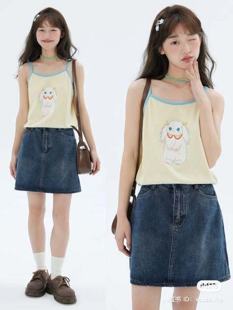 Igari Clothes Style, Retro 2000s Outfit, Shojo Manga Outfits, Loose Feminine Outfits, Summer Outfit Japanese, Japanese Style Outfits Casual, Cute Japanese Outfits Casual, Igari Outfit Aesthetic, Igari Fashion Style