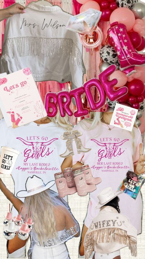 Let’s Go Girls Bachelorette Theme, Nashville Bachelorette Theme Nashville Bachelorette Theme, Bachelorette Last Rodeo, Bachelorette Trip Ideas, Last Hoedown, Bachelorette Nashville, 2000s Theme, Western Bachelorette, Cowgirl Bachelorette Parties, Lets Go Girls