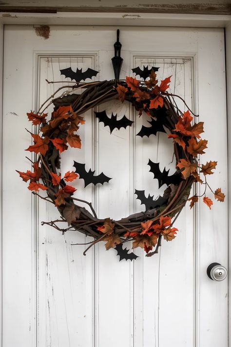 21 Best DIY Halloween Door Decorations You Need To Recreate Witchy Wreaths For Front Door, Spooky Season Decorations, Cottagecore Halloween Decor, Halloween Reef, Couronne Halloween, Door Wreaths Halloween, Classic Halloween Decor, Halloween Wreath Ideas, Diy Halloween Door Decorations