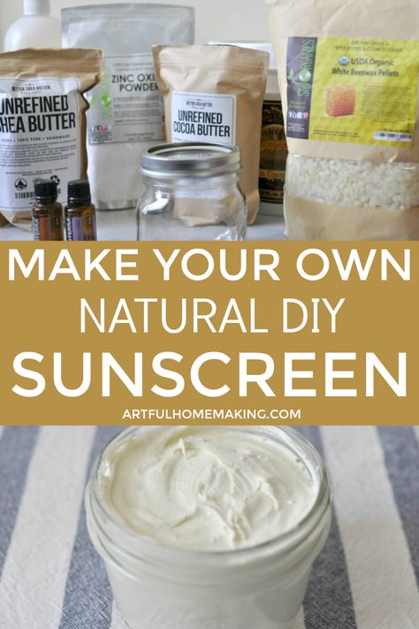 Make your own homemade natural sunscreen with this easy DIY tutorial!   #diy #sunscreen #summerdiy #summer #skincarediy #diysunscreen #diyskincare Natural Sunscreen Recipe, Sunscreen Recipe, Diy Lotion, Homemade Lotion, Diy Body Care, Baking Soda Shampoo, Natural Sunscreen, Diy Skincare, Natural Diy