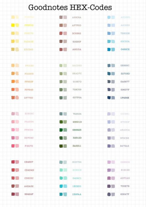 Good Notes Presets, Digital Highlighter Colors, Hex Code Color Palette Pastel, Digital Planner Color Palette, Cute Ipad Notes, Good Notes Fonts, Goodnote Template Sticker, Notability Color Palette, Goodnotes Pen Color Code