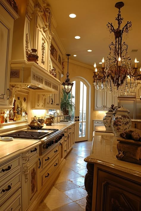 Old Homes Interior, Victorian Style Homes Interior, Historic Victorian Homes, Aesthetic Kitchen Design, Mediterranean Kitchens, Old World Aesthetic, Mansion Kitchen, Old World Kitchens, Victorian Homes Interior