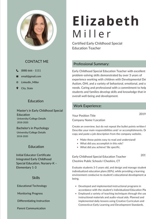 Teacher resume template, teacher portfolio, teacher cover letter