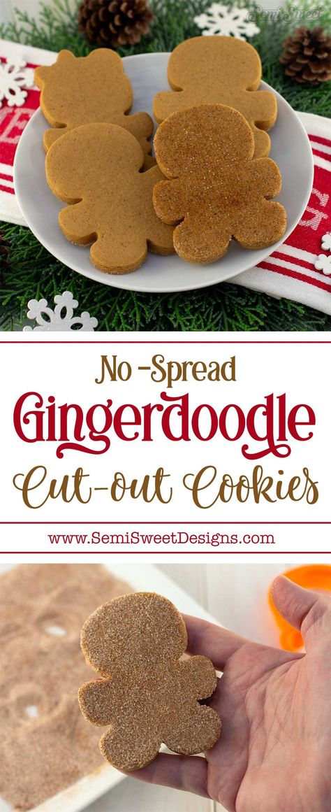 Gingerdoodle Cut-Out Cookie Recipe Rolled Gingerbread Cookie Recipe, Snickerdoodle Roll Out Cookies, Roll Out Gingerbread Cookie Recipe, Roll Out Gingerbread Cookies, Snickerdoodle Cut Out Cookies, Cut Out Cookie Recipe Flavored, Cutout Cookie Flavors, Rolled Cookies Recipes Cut Outs, Cut Out Shortbread Cookies